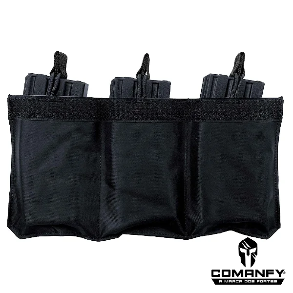 Porta Carregador Fuzil 556 Triplo Canguru PRETO Comanfy