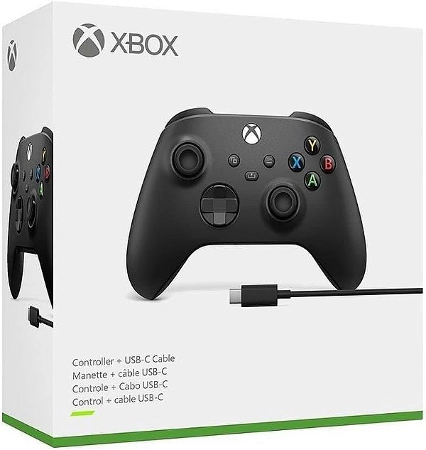 Controle xbox carbon black semi novo