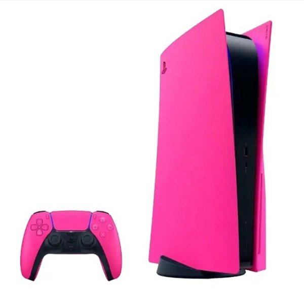 faceplate e dualsense ps5 fat c/ leitor pink semi novos