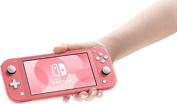 Nintendo Switch Lite Coral semi novo desbloqueado