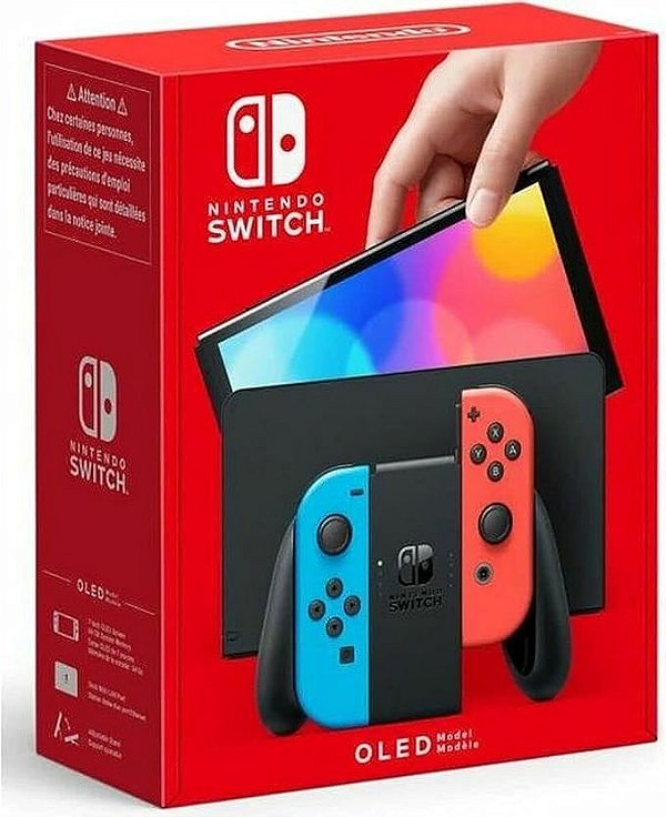 Nintendo Switch OLED Azul e Vermelho Neon Desbloqueado
