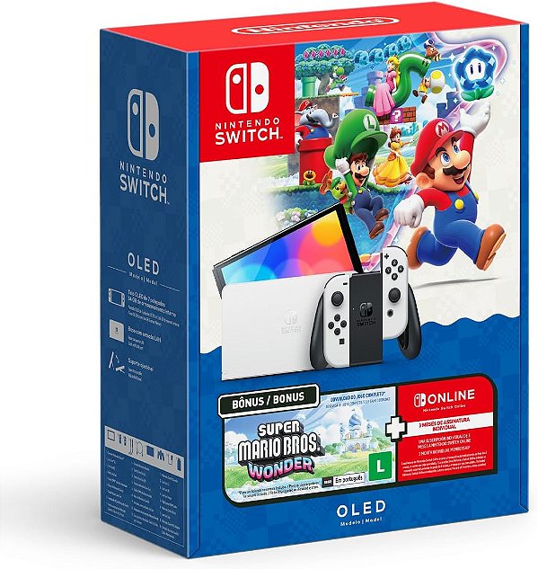 Nintendo switch oled branco com mario bros. wonder