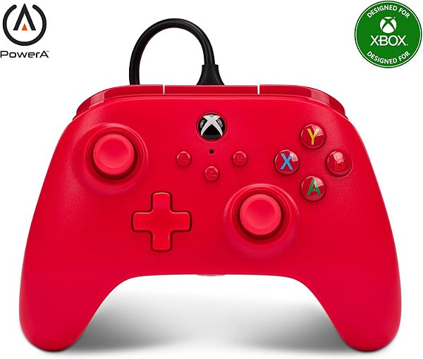 Controle com fio Power a xbox vermelho semi novo