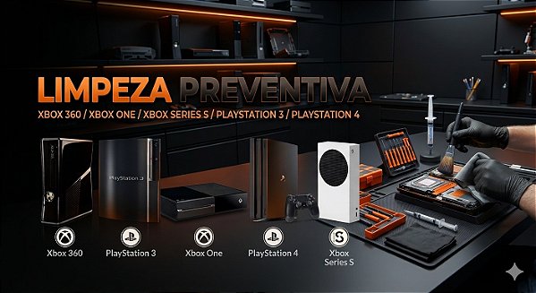 Limpeza preventiva xbox 360 / xbox series s / xbox one / playstation 4 / playstation 3