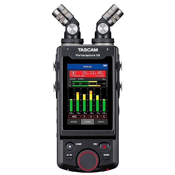 Gravador digital portátil HD TASCAM Portacapture X8 e interface de áudio de 32bits USB com 6 entrada e 2 saídas