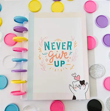 Caderno Gatinhos Never Give Up