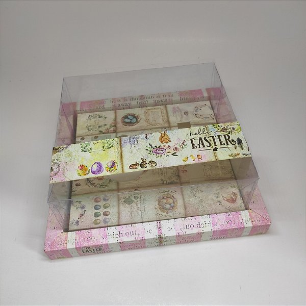10un. Caixa Borda 01 Ovo de colher 100g + Doce Acetato c - Vintage Easter