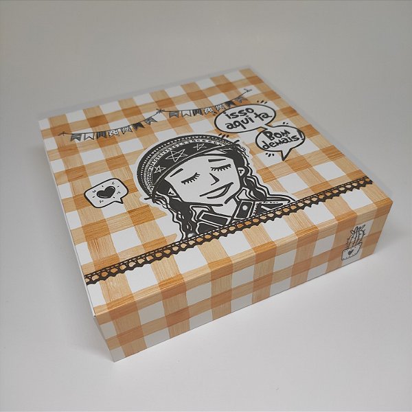 10un. Caixa Borda 09 doces Gaveta - Cactos Laranja