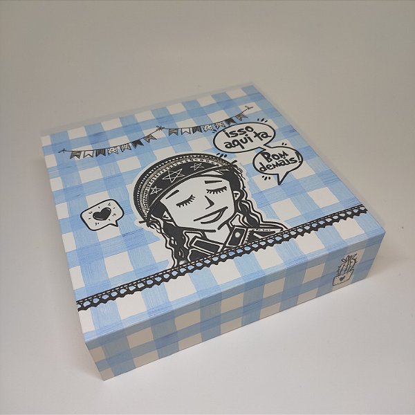 10un. Caixa Borda 09 doces Gaveta - Cactos Azul