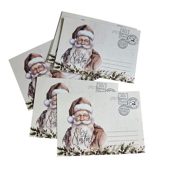 10un. Cartão de Natal - Claus