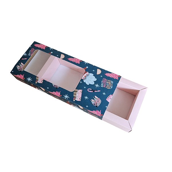 10un. Caixa Borda 12 doces Gaveta Visor - Funny Christmas