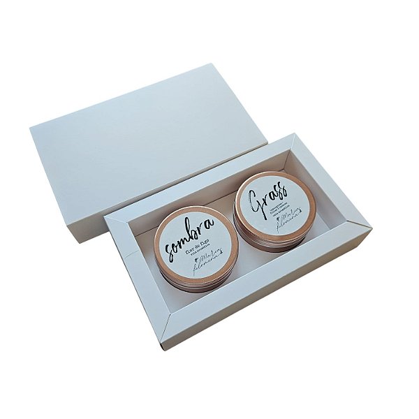 10un. Caixa para 02 latinhas de vela 90ml - BRANCA