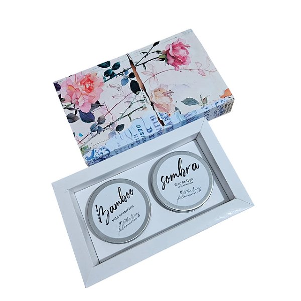 10un. Caixa para 2 latinhas de vela de 50 ml - Floral