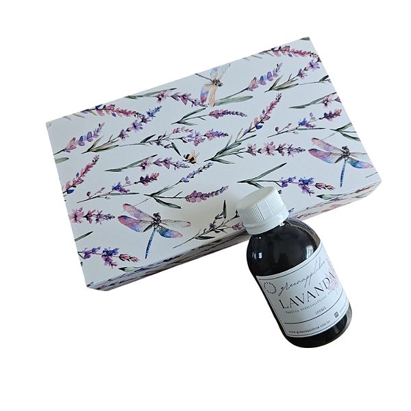 COMBO 10un. Caixa para 2 latinhas de vela de 90 ml  + 100ml de Essência - Lavanda