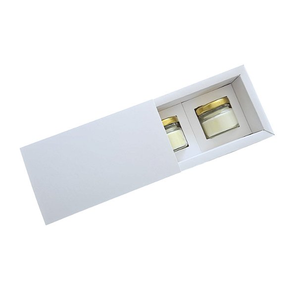 10un. Caixa Borda 02 vela pote geléia  Gaveta - Branco
