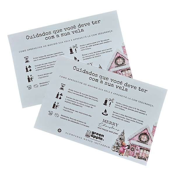 20un. Cartão de Instruções de Uso da Vela - Rabbit and Bear