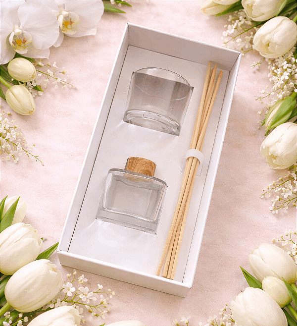 Caixa encaixe para 1 vela pote patê e 1 difusor de 100 - SEM O VIDRO