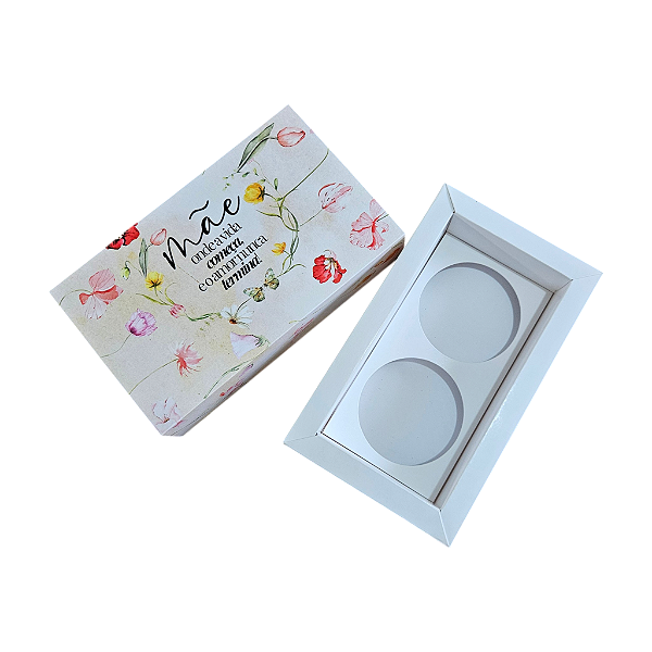 10un. Caixa para 2 latinhas de vela de 50 ml - Flores Amarelas