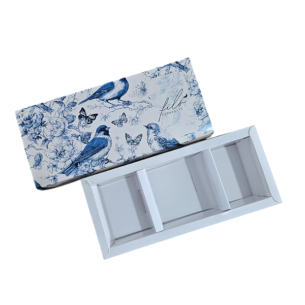 10un. Caixa para 3 velas de 70g - Birds Blue 2