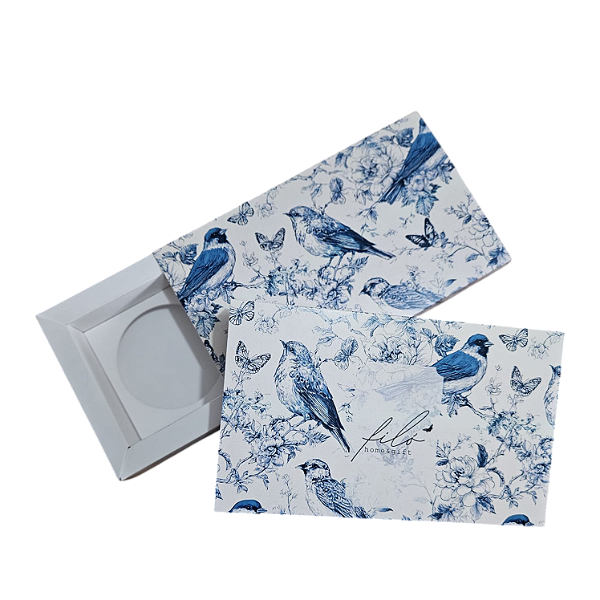 10un. Caixa para 2 latinhas de vela de 50 ml - Birds Blue 2