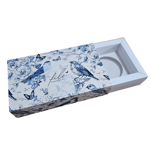 10un. Caixa para 2 latinhas de vela de 90 ml - Birds Blue 2