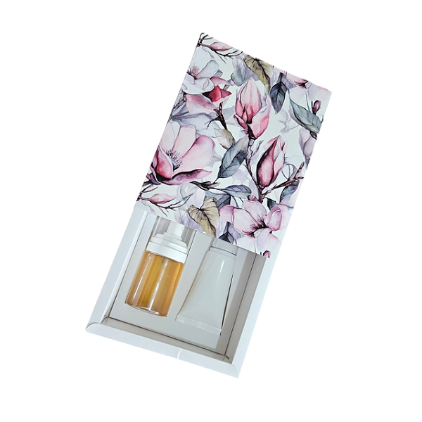 Caixa Borda para 1 mini body splash + creme - Flor de Primavera