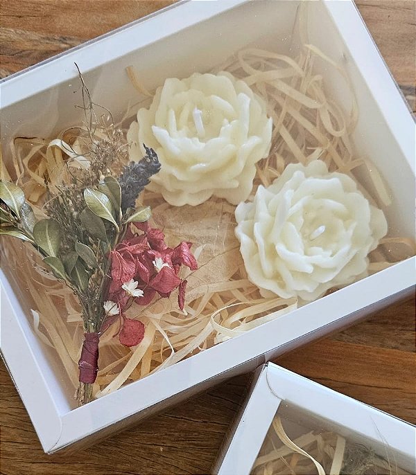 KIT 2 VELAS FLOR + BOUQUET