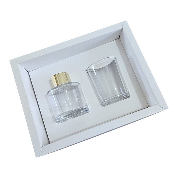 10 Caixa Borda para 1 vela de 70 e um difusor de 60ml - Branca