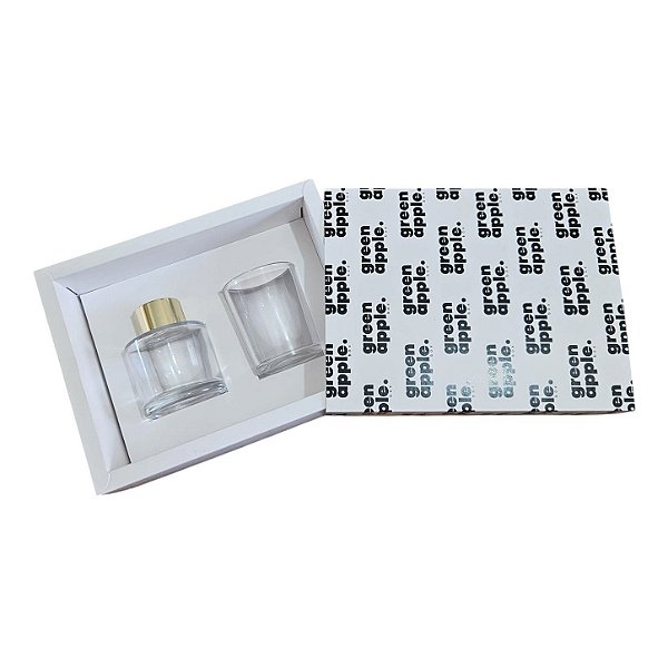 Caixa Borda para 1 vela de 70g + 1 home spray de 60ml - personalize