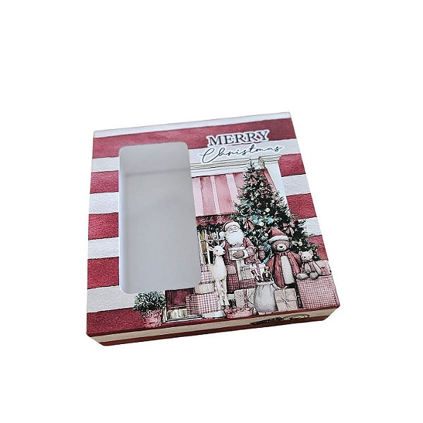 10un. Caixa Borda 09 doces Gaveta Visor - Bear Christmas