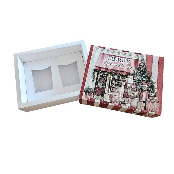 Caixa Borda para 2 velas de 70g - Bear Christmas