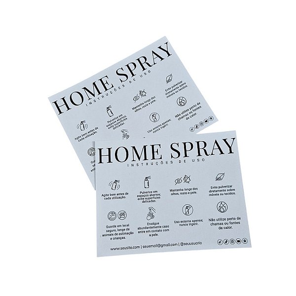 200un. Cartão de Instruções de Uso HOME SPRAY