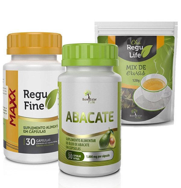 Regu Fine Maxx Termogênico 7x mais potente + Óleo de abacate 30 cápsulas Bem Estar Life + Chá Regulife Bem Estar Life
