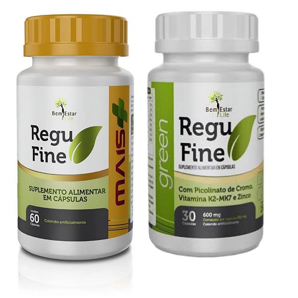 Regu Fine MAIS 60 Capsulas e Regu fine Green 30 capsulas Bem Estar Life