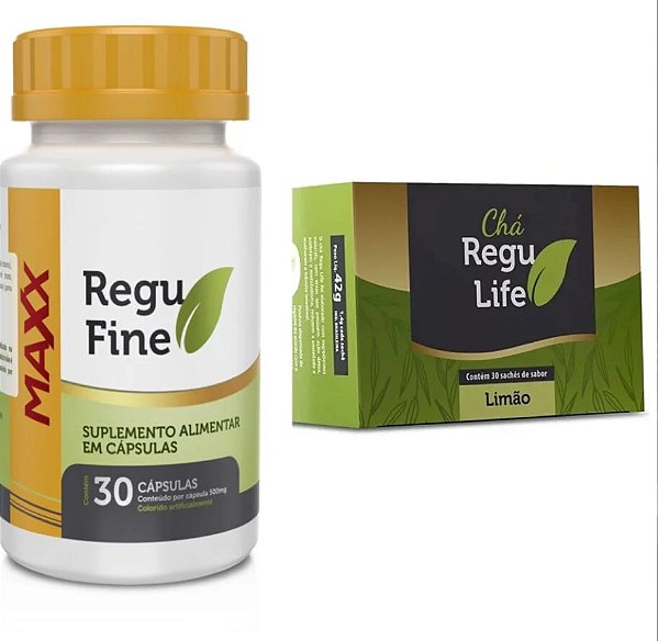 Regu Fine Maxx Termogênico 7x mais potente + Chá 30 sachês Limão Bem Estar Life