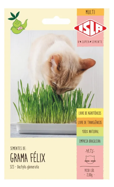 Sementes de Grama Félix - Erva para Gatos - 2g - Isla Linha Pet