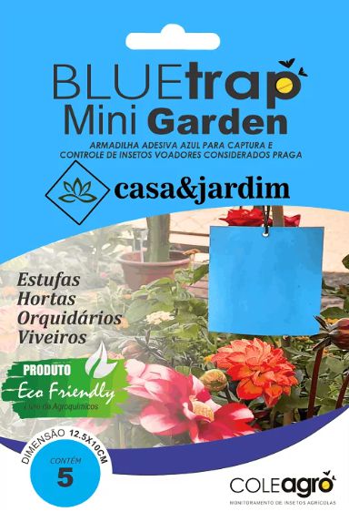 Armadilha Azul para Insetos - 5 und - Blue Trap Mini Garden - Coleagro - 12,5x10cm