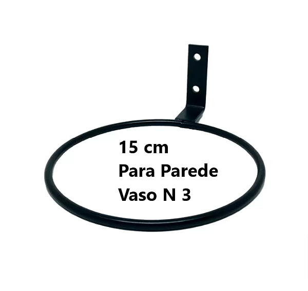 Suporte Anel para Vaso Raiz N3 Parede - Preto
