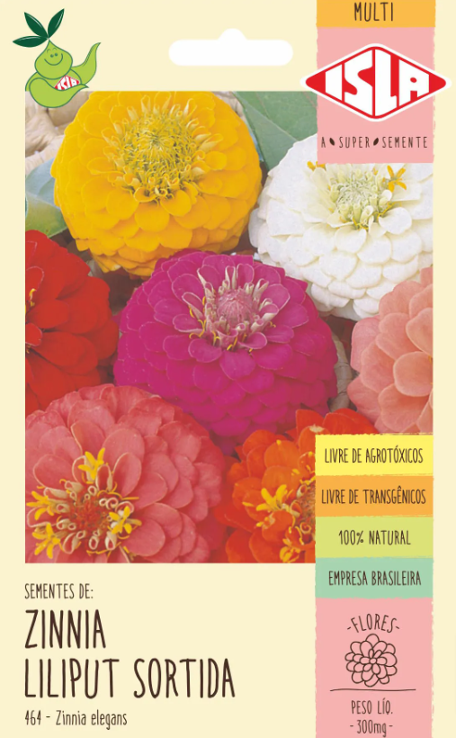 Sementes de Zinnia Liliput Sortida - 300 mg - Isla