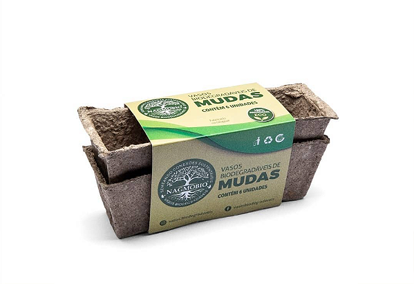 Kit Vasos Biodegradáveis Mudas - 6 und - Nagmobio