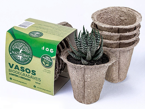Kit Vasos Biodegradáveis Pequeno - 5 und - NagmoBio