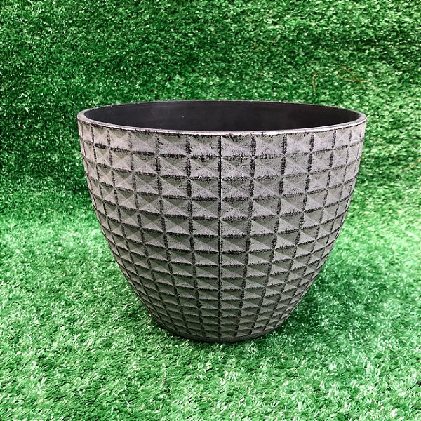Vaso Nanda Concreto Cinza 22x17cm - Plástico Pedra Artificial TS Brasil