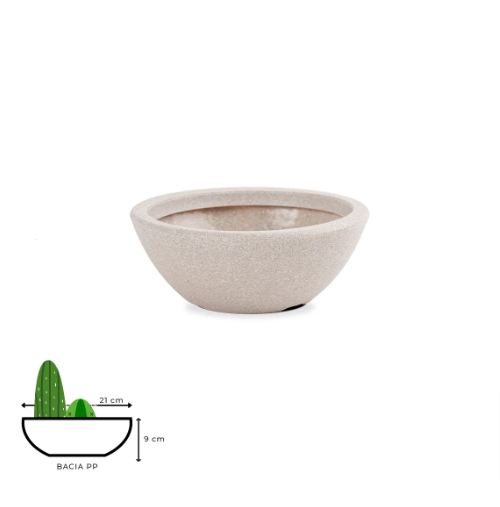 Vaso Bacia PP Branco Mármore - 21x9cm - Vasap Design