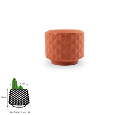 Vaso Recôncavo Mini 38 - 19 x 15 cm - Terracota - Vasap