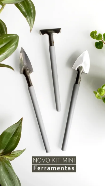 Conjunto de Mini Ferramentas Jardinagem Cinza - Raiz