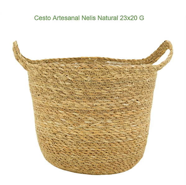 Cesto Artesanal Nelis Natural 23x20 G - Palha Seagrass - TS Brasil