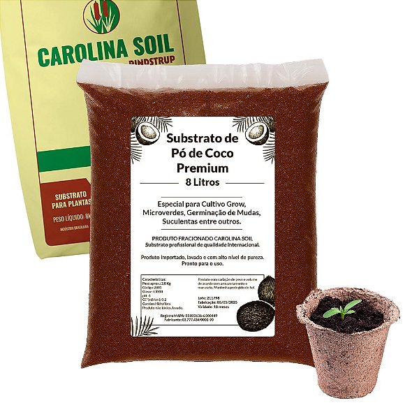 Substrato Pó De Coco Premium - Carolina Soil - 8 Litros - 2,8kg