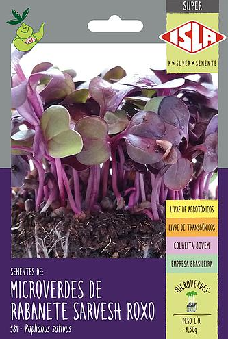 Sementes de Microverdes de Rabanete Sarvesh Roxo 4,50g - Isla Super