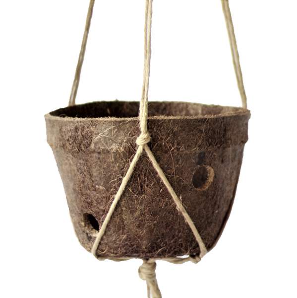 Vaso Suspenso Fibra de Coco nº10 com Furos e Suporte - Coquim