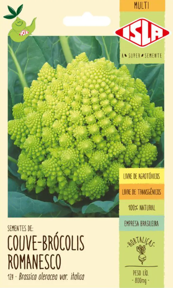 Sementes de Couve-Brócolis Romanesco 800mg - Isla Multi